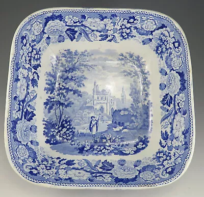 Buy Antique Pottery Pearlware Blue Transfer Byland Abbey Yorkshire Salad Bowl 1825 • 39£