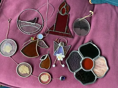 Buy 8 X Stained Glass Ornaments, Decorations, Wall Hanging, Hand Made. • 20£