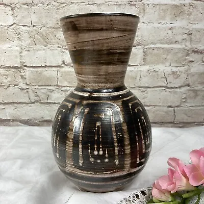 Buy Vase Cinque Ports Pottery Ltd Monastery Rye Brown Wax Resist Arty Home Decor • 15£
