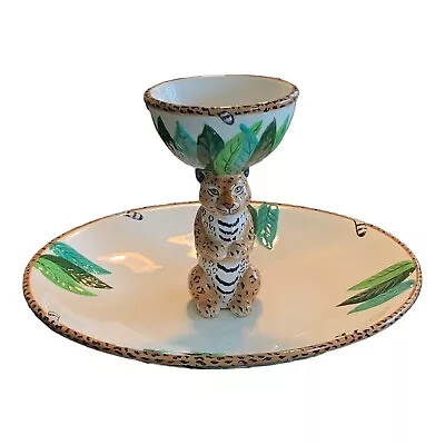 Buy Lynn Chase -Jungle Jubilee- Chip And Dip Two Tier Bowl 14” Diameter 2006 • 378.88£