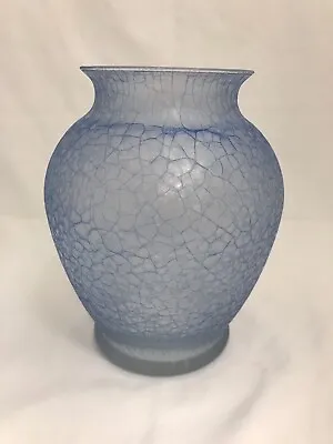 Buy Vintage 7.5” Light Blue Satin Crackle Glass Vase • 9.48£