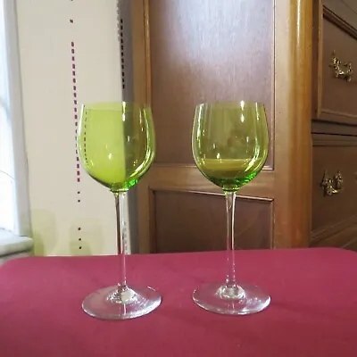 Buy 2 Glasses Wine Crystal Baccarat Colour Green Model Perfection ?? • 70.63£