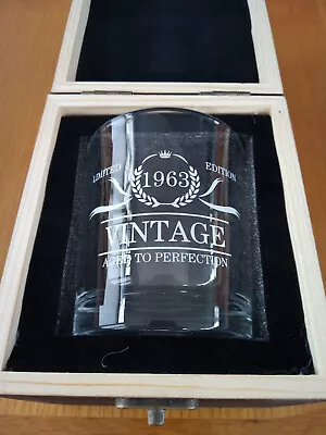 Buy Whiskey Glass (lead Free Crystal) In Wooden Box Gift Set  -  ''1963 Vintage''  • 6.50£