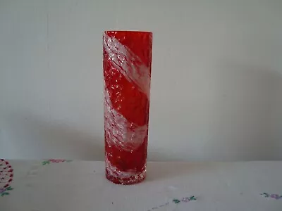 Buy Vintage Japanese Red & White Bark Effect Vase Style Of Whitefriars 8  20cm 1970s • 22.99£