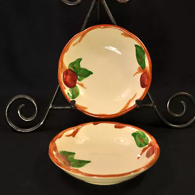 Buy Franciscan Apple 2 Fruit/Dessert Sauce Bowls Hand Painted Red Green Brown 1968 • 30.22£