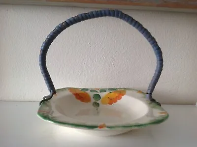 Buy Swinnertons,Ivory, Pottery,England,sweet Dish With Cane And Metal Handle,vintage • 12.99£
