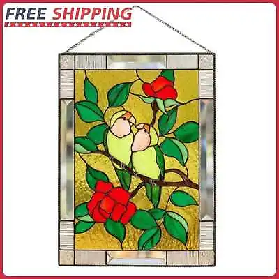 Buy Stained Glass Birds Panel Window Hanger For Garden Outdoor (2) • 10.80£