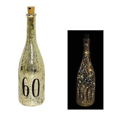 Buy Gold Crackle Glaze Battery Light Up Bottle With Number - 60th Birthday • 11.54£