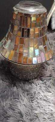 Buy Mosaic Glass Lampshade For Candle Base & Unused Glitter Candle  • 8.50£