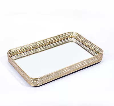 Buy 40cm Large Gold Rectangle Mirror Tray Decorative Tray For Candle Perfume Jewelry • 19.99£