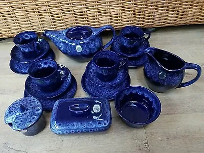 Buy Kernewek Of Cornwall Pottery Blue Honeycomb Tea Set . Teapot 4 Cups Saucers Etc • 40£