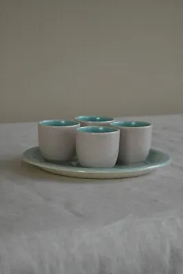 Buy Vintage Poole Pottery Twintone Egg Cups And Plate • 20£
