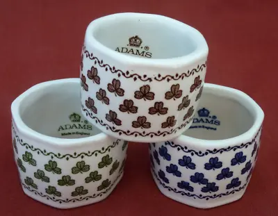 Buy 3 ADAMS CHINA NAPKIN RINGS - LATE 1970s/EARLY 1980s - VERY GOOD/EXCELLENT COND. • 5.99£