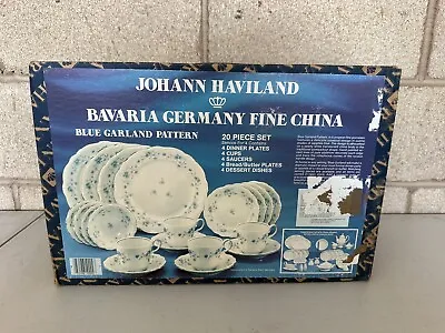 Buy Johann Haviland Bavaria Germany Fine China 20 Piece Set Blue Garland Pattern • 71.24£