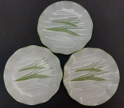 Buy 3x Vintage Chance Glass Plates 'Three Leaves' Margaret Casson Designed In 1958 • 29.99£