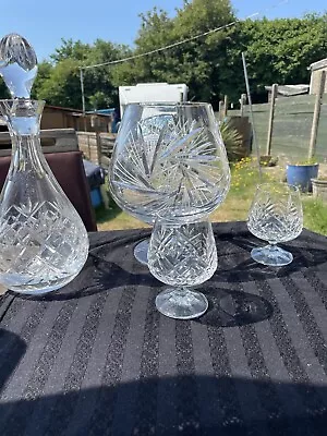 Buy Vintage Lead Crystal Brandy Glasses And Decanter • 55£