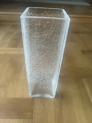 Buy Large Crackle Glass Square Edged Rectangular Vase Excellent Condition  • 6.99£