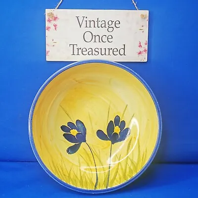 Buy ONIRIA Spanish Art Pottery * Hand Painted FRUIT BOWL * Blue & Yellow Flowers • 9.93£
