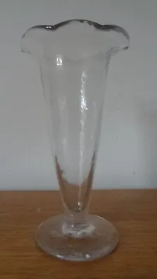 Buy Victorian Wrythen Glass Fluted Trumpet Vase Or Jelly Glass • 12£