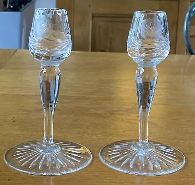 Buy A Pair Of Pretty Glass Crystal Table Candle Holders For 2cm Dia Candle. 15cm. • 20£