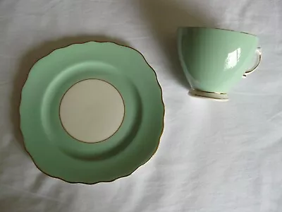 Buy Colclough Ballet Harlequin Green Bone China Tea Plate & Cup • 4.99£