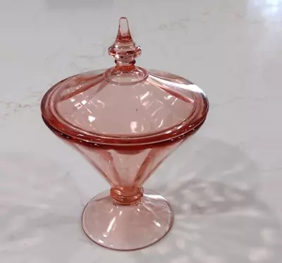 Buy VINTAGE Sherbert/SUGAR Bowl PINK Depression Glass W/ LID Almost 8 In Tall • 25.89£