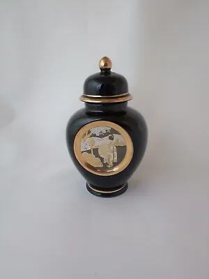 Buy Vintage, Japanese Chokin Black And Gold Lidded Vase • 24£