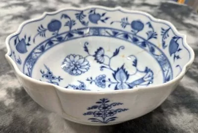 Buy Antique C1920 German Meissen Hand Painted Blue Onion Pattern Porcelain Bowl 22cm • 20£