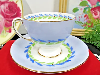 Buy Royal Standard Tea Cup And Saucer Painted Blue And Wreath Pattern Teacup England • 23.66£