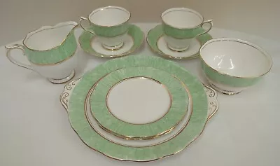 Buy Royal Albert Crown China England Green White Gold Partial Set Tea For Two 2 Of 2 • 19.99£
