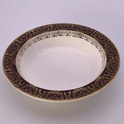 Buy Vintage Crownford China Burslem, Burgandy & Gold Patterned Bowl, 16.5cm Diameter • 9.95£