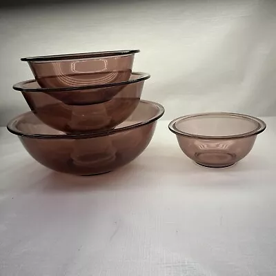 Buy Vtg VISION 4x Pyrex Corning Cranberry Nested Mixing Bowls 322 323 325 326 • 47.08£