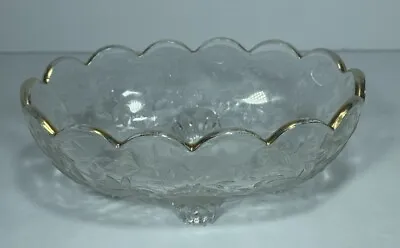 Buy Vintage Clear Depression Glass Small Bowl Etched 4 Footed Bowl Candy Dish • 10.54£