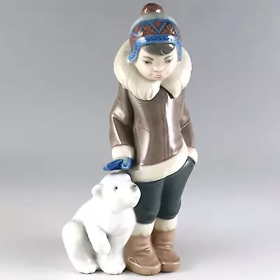 Buy Lladro 5238 Eskimo Boy Polar Bear Cub Figurine Hand Painted Porcelain Spain Vtg • 38.51£