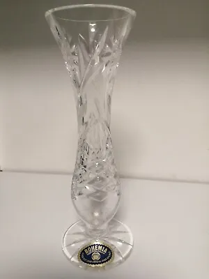 Buy Bohemia Czech Crystal Cut Ethched Glass Bud Vase Vintage  • 14.95£