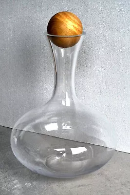 Buy Sagaform Oval Oak Glass Decanter With Wooden Ball Stopper. New In Box • 35£