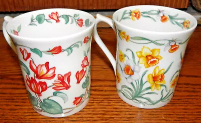 Buy Set Of 2 Queen's China Mugs SPRINGTIME Daffodil, ??? Made In England • 38.31£