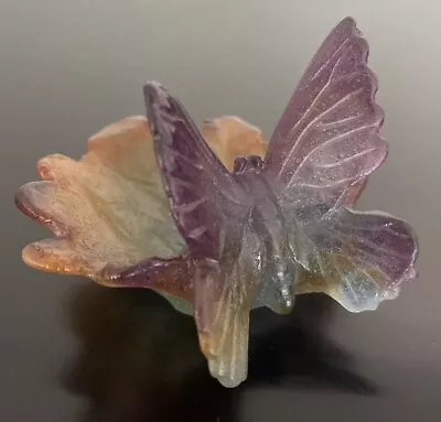 Buy Daum France Art Glass Butterfly Pate De Verre Open Dish Mint • 270.39£