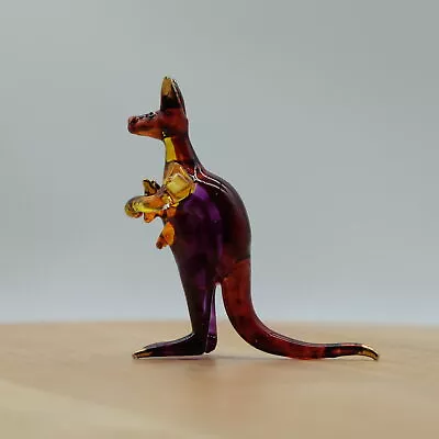 Buy Small Kangaroo Glass Figurine Hand Blown Zoo Animals Collections Decor Gift • 23.78£