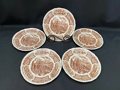 Buy Alfred Meakin  FAIR WINDS  Brown ~ England ~ Set Of 5 ~ Bread Plates ~ 7  • 18.96£