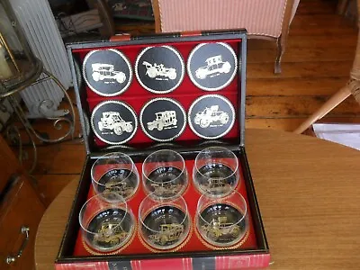 Buy Whisky Glasses Coasters In Secret Book Display Box Veteran Cars Vintage 1970's • 30£