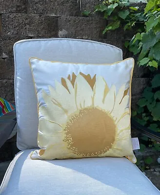 Buy Pair Of Williams Sonoma 18  Square Throw Pillow Yellow Beige With Sunflower READ • 11.99£