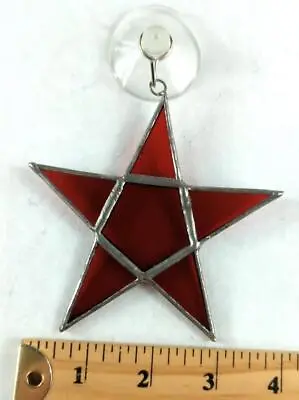 Buy Vintage: Christmas Suncatcher Window Hanger Red Star, Stained Glass • 14.18£