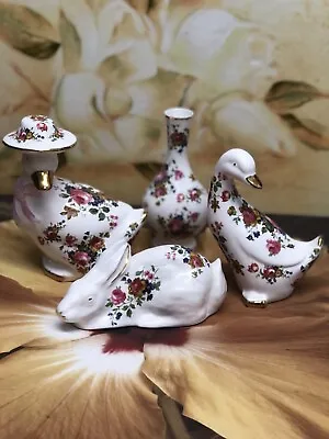 Buy 4x Fenton China Company..Floral DUCK  Vase Rabbit Goose Ornament • 39.99£