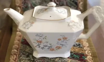 Buy James Kent Old Foley Staffordshire Squared Teapot Peach And White Floral Beauty • 37.90£