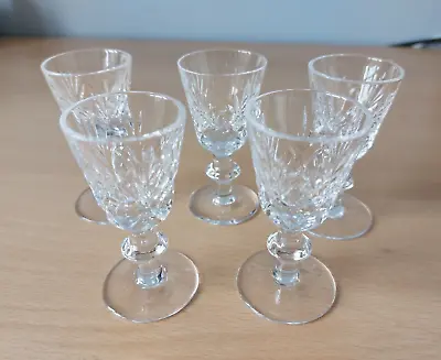 Buy 5 X Vintage Royal Brierley Cut Glass Crystal Liqeuer Glasses 1970's • 5£