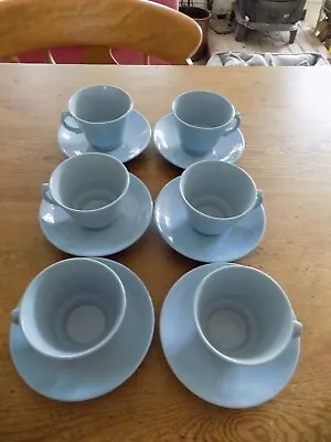 Buy Vintage Woods Ware Iris Blue Cups And Saucers X 6 • 30£