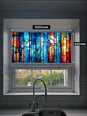 Buy Stained Glass Window Film - Abstract - Multicoloured - Easy Apply - No Glue • 17.99£