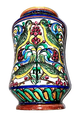 Buy Vintage Majolica Scatena Made In Italy Hand Painted  Birds 11.5  Pottery Vase • 61.32£