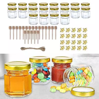 Buy 20Pcs Small Glass Jars Versatile Clear Hexagon Jars Pickle Glass Jars 45ml For • 42.01£